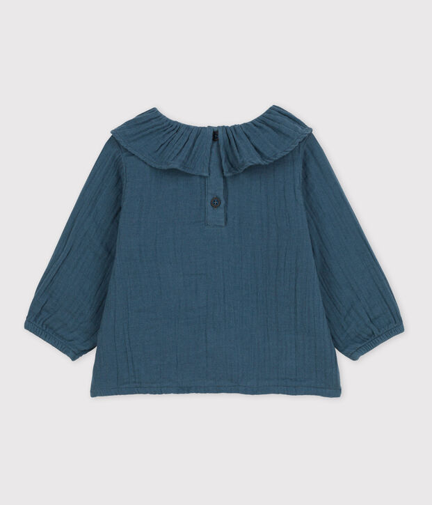 Blouse manches longues b&eacute;b&eacute; en gaze de coton gris