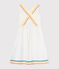 Robe longue &agrave; bretelles enfant en coton blanc