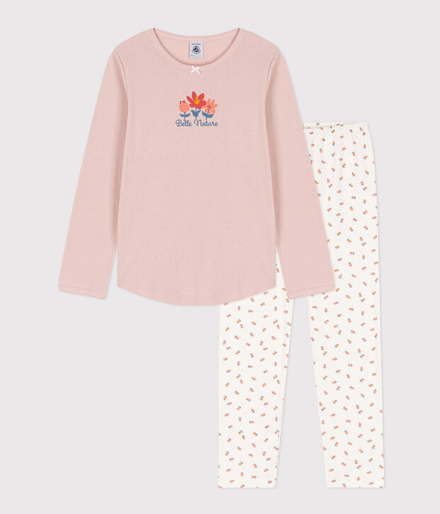 Pyjama petite fille en coton rose/multicouleur
