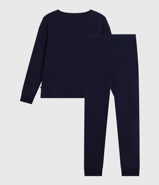 Pyjama uni en coton femme bleu SMOKING