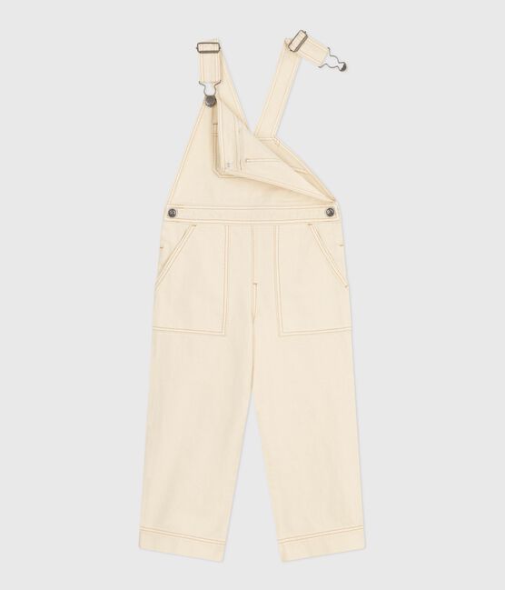 Salopette uit effen denim voor kinderen ecru MILK