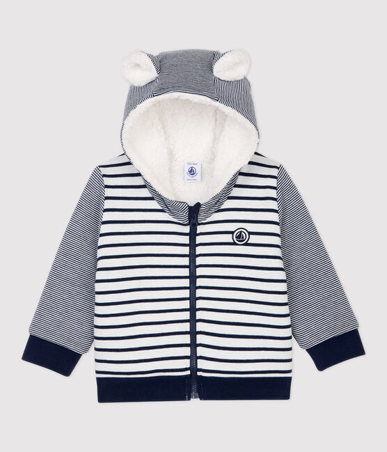 Teddy en sherpa bébé. blanc MARSHMALLOW/bleu SMOKING