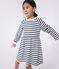 Katoenen kinderjurk met lange mouwen en strepen wit MARSHMALLOW/blauw SMOKING