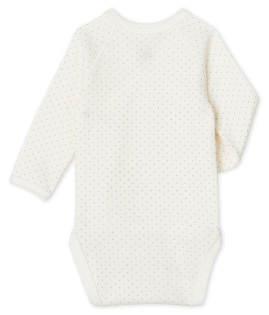 Rompertje pasgeborene met lange mouwen wit MARSHMALLOW/roze CHARME