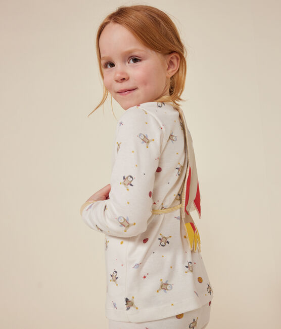 Pyjama déguisement en coton imprimé espace enfant blanc MARSHMALLOW/blanc MULTICO