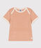 Tee-shirt manches courtes bébé en bouclette éponge beige VINTAGE