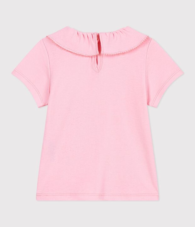 Tee-shirt enfant manches courtes en coton uni rose clair