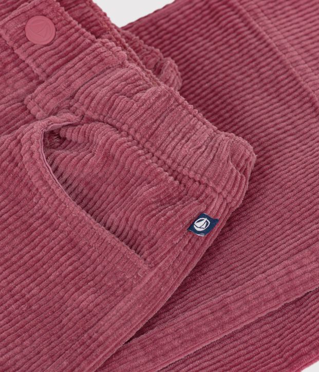 Pantalon wide leg enfant en velours rose