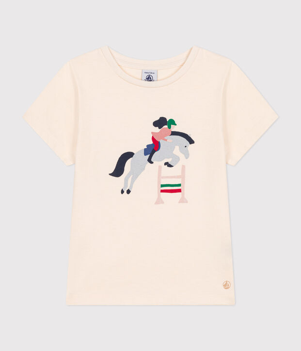 Meisjes-T-shirt van jersey met korte mouwen ecru