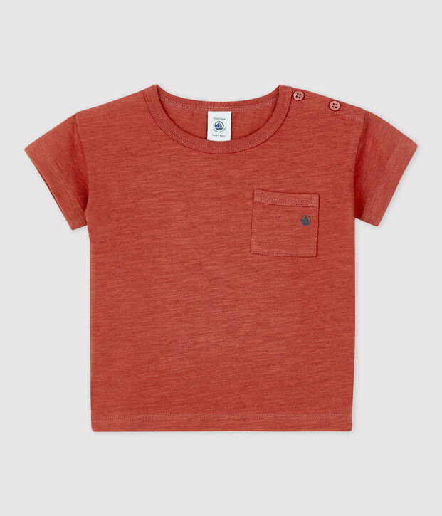 Effen T-shirt met korte mouwen in jerseystof voor baby's bruin