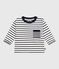 Gestreept T-shirt met lange mouwen in katoen voor baby's wit MARSHMALLOW/blauw SMOKING