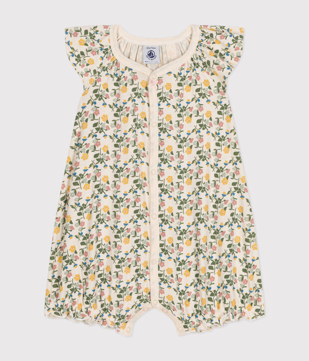 Korte pakje met bloemen van katoen voor baby's ecru/multicouleur