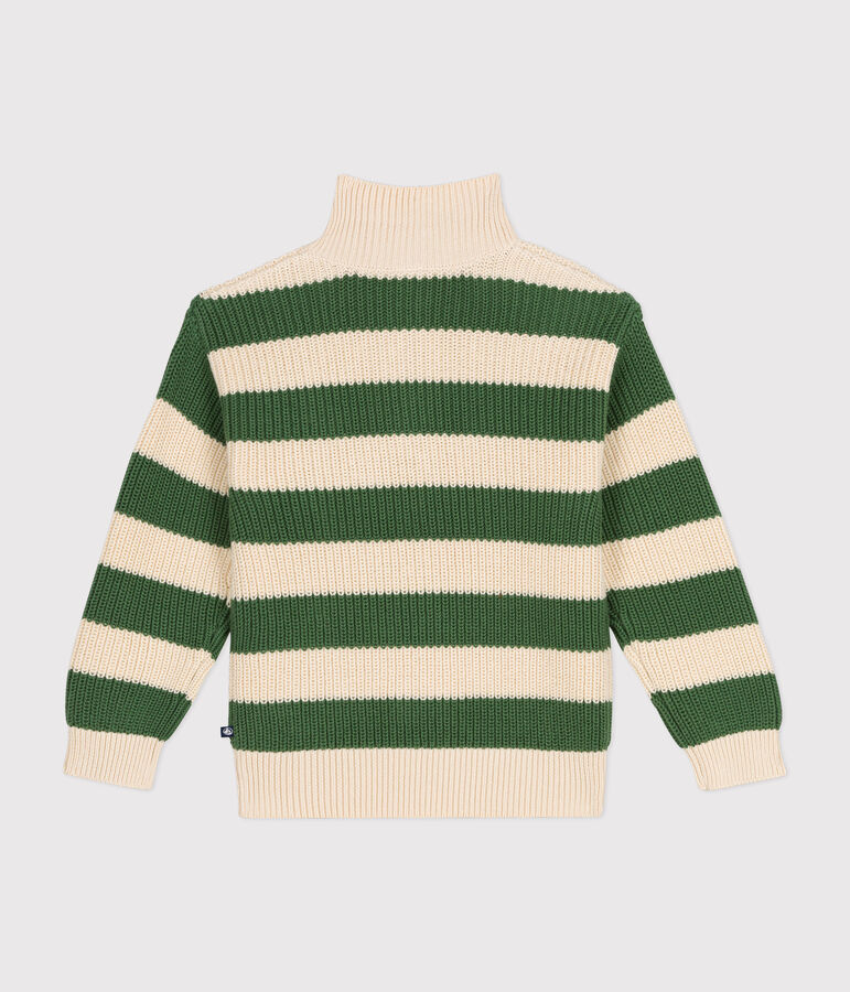 Pull col camionneur en coton enfant gar&ccedil;on vert/&eacute;cru