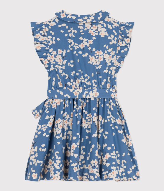 Robe imprimée sans manche en popeline enfant fille bleu BEACH/ MULTICO