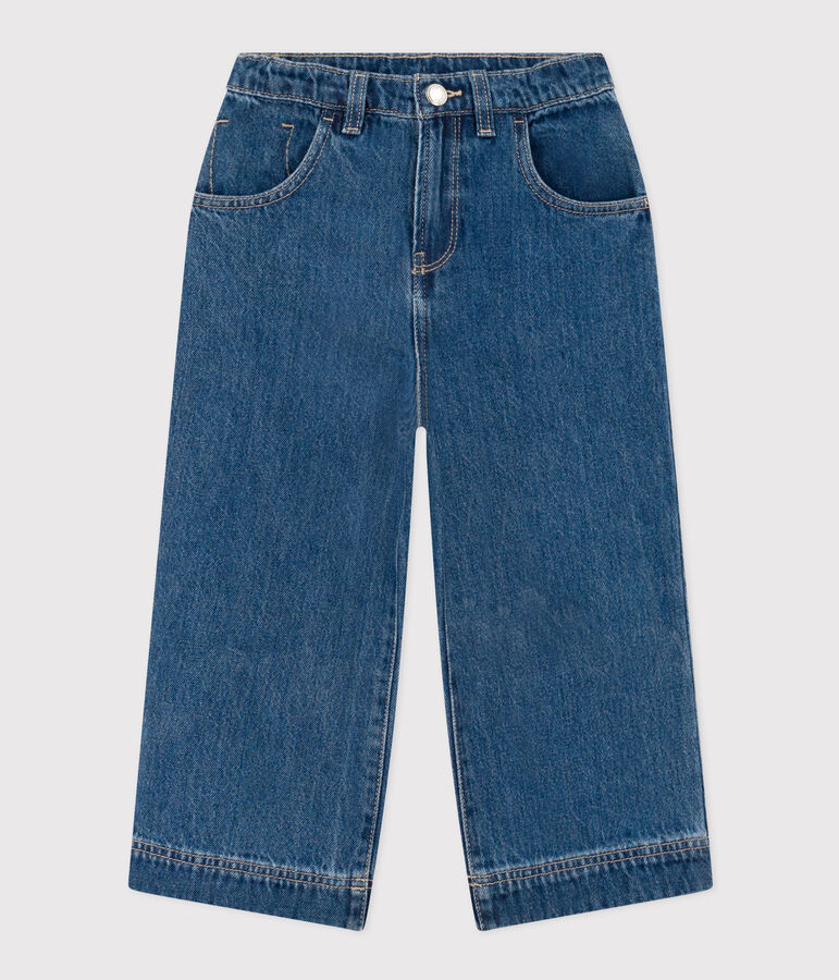 Ecovriendelijke katoenen meisjesbroek blauw DENIM BLEU