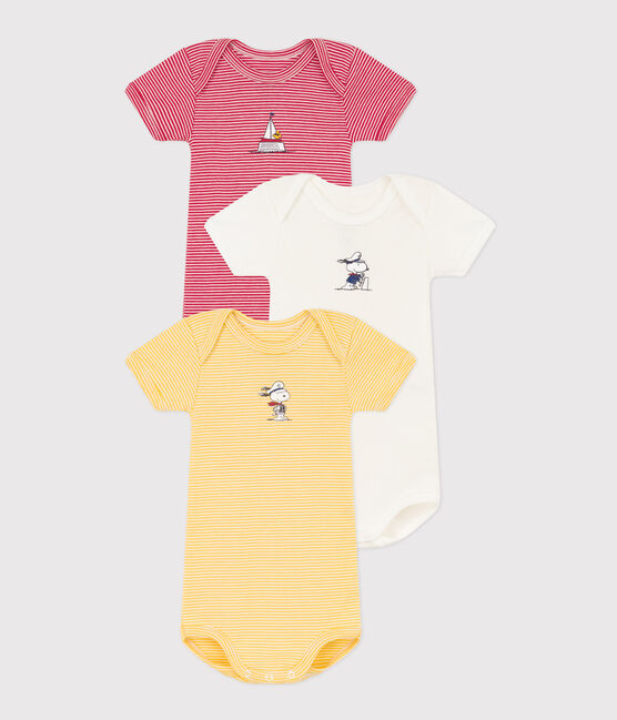 Lot de 3 bodies manches courtes Petit Bateau X Snoopy bébé en coton variante 1