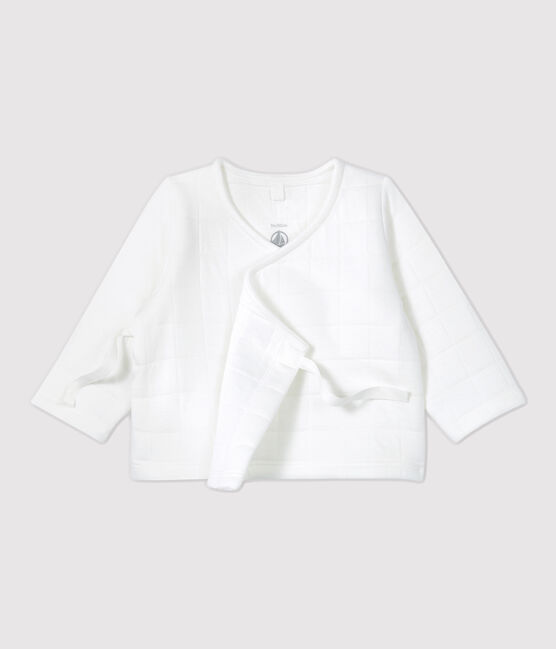 Gewatteerde babycardigan van biologisch katoen wit MARSHMALLOW