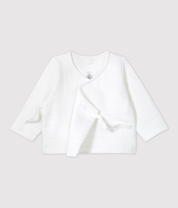 Cardigan b&eacute;b&eacute; matelass&eacute; en coton biologique blanc