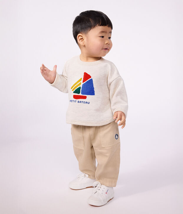 Katoenen effen sweatshirt voor baby's met motief met boten MONTELIMAR CHINE