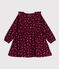 Robe enfant en velours manches longues &agrave; fleurs rouge/multicouleur