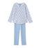 Omkeerbare meisjespyjama in tubic wit ECUME/blauw BLEU/ MULTICO