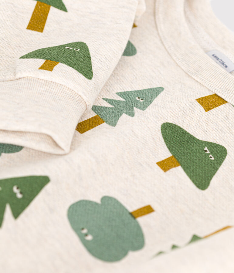 Sweatshirt in fleece voor jongens beige/multicouleur