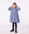 Kinderjurk met lange mouwen in bedrukt velours blauw ADRIATIC/ MULTICO