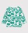 Trui in molton met plantenprint voor baby's. wit MARSHMALLOW/groen GAZON