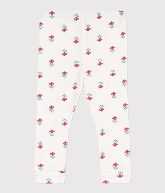 Legging van katoen met bloemenprint voor baby's wit MARSHMALLOW/wit MULTICO