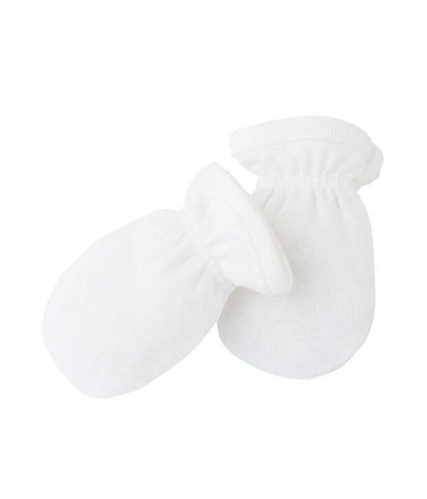 Moufles b&eacute;b&eacute; anti griffures blanc