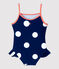 Ecoverantwoord babybadpak uit 1 deel blauw MEDIEVAL/wit MARSHMALLOW