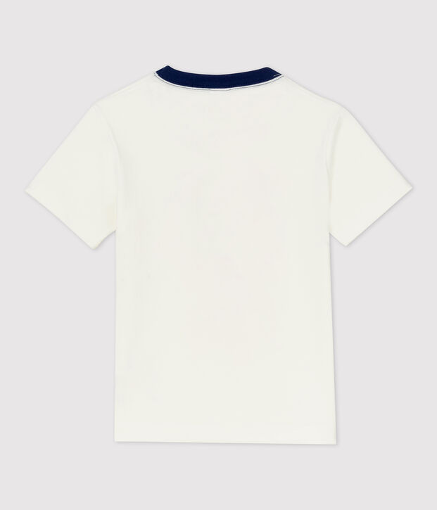 T-shirt manches courtes en coton enfant gar&ccedil;on blanc
