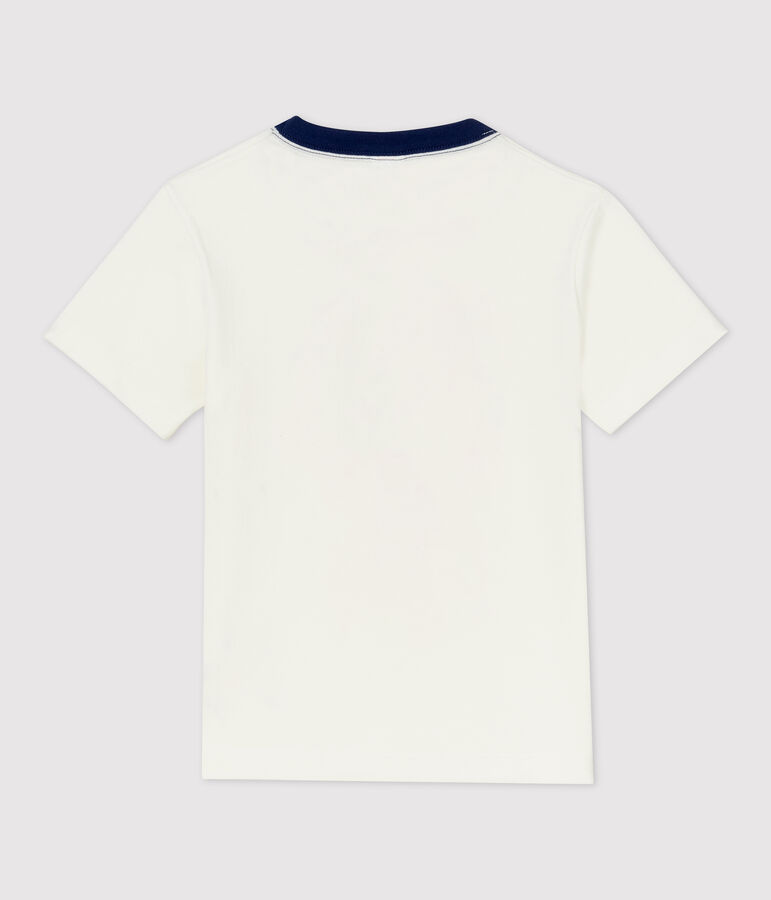 T-shirt manches courtes en coton enfant gar&ccedil;on blanc