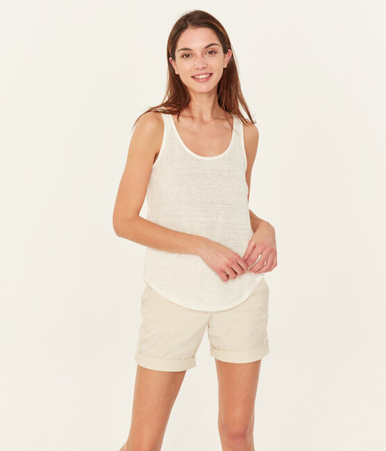 Débardeur femme en lin blanc MARSHMALLOW