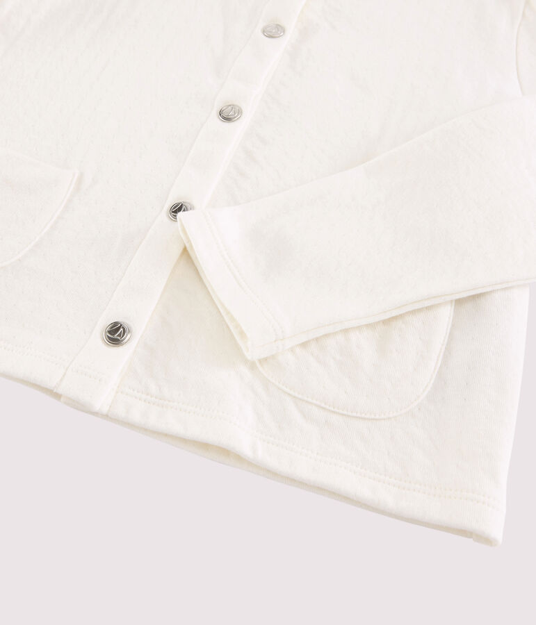 Cardigan van gewatteerde tubic meisjes kinderen wit MARSHMALLOW