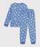 Kinderpyjama van fleece met hartjesprint blauw/wit