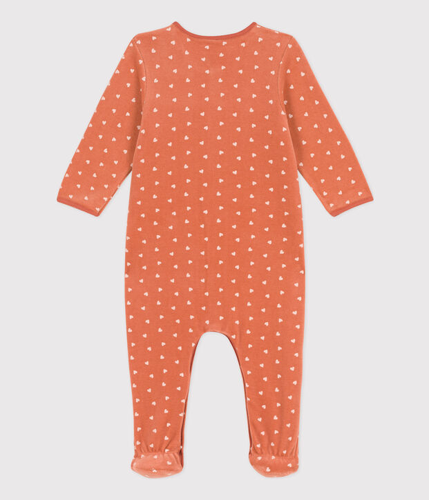 Dors bien imprim&eacute; b&eacute;b&eacute; en velours rose/&eacute;cru