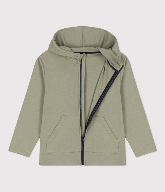 Sweatshirt zippé à capuche enfant garçon vert MARECAGE