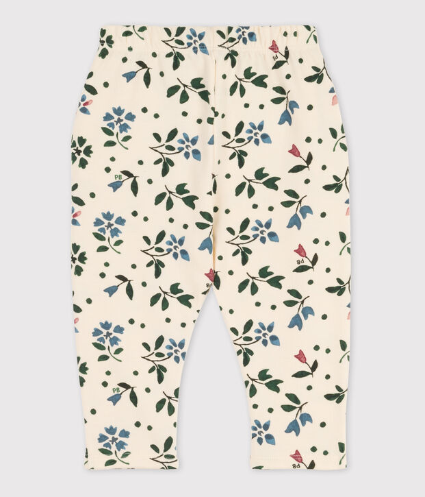 Broek in molton met print voor baby's ecru/multicouleur