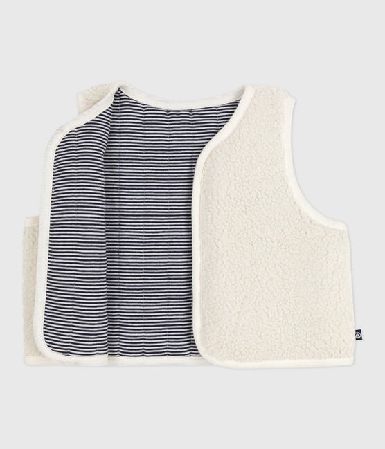 Gilet bébé en coton milleraies et sherpa sans manche MILK/ MULTICO