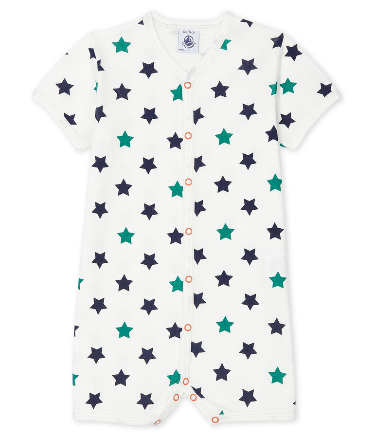 Kort babypakje van linnen/katoen voor baby jongen wit/multicouleur