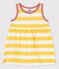 Gestreepte jurk zonder mouwen in jersey voor baby's geel ORGE/wit MARSHMALLOW