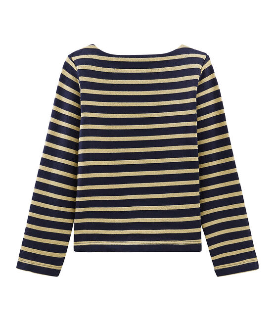 Mariniètretrui met lange mouwen meisjes blauw SMOKING/bruin BRINDILLE BRILLANT