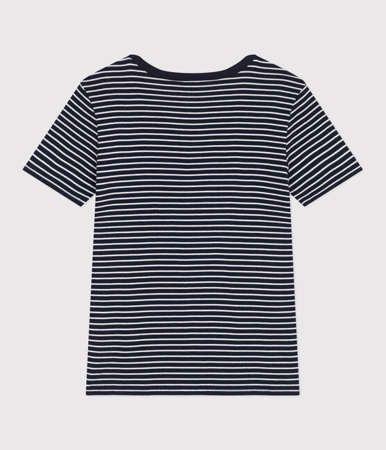 Tee-shirt Femme l'Iconique en coton rayé bleu SMOKING/blanc MARSHMALLOW