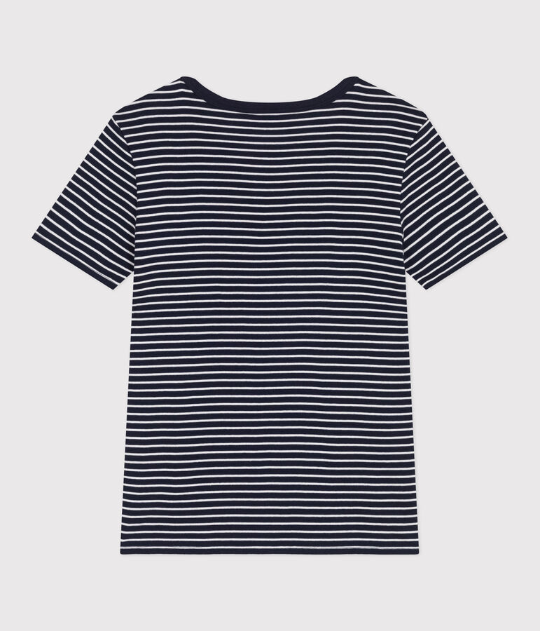 Tee-shirt Femme l'Iconique en coton ray&eacute; bleu/blanc