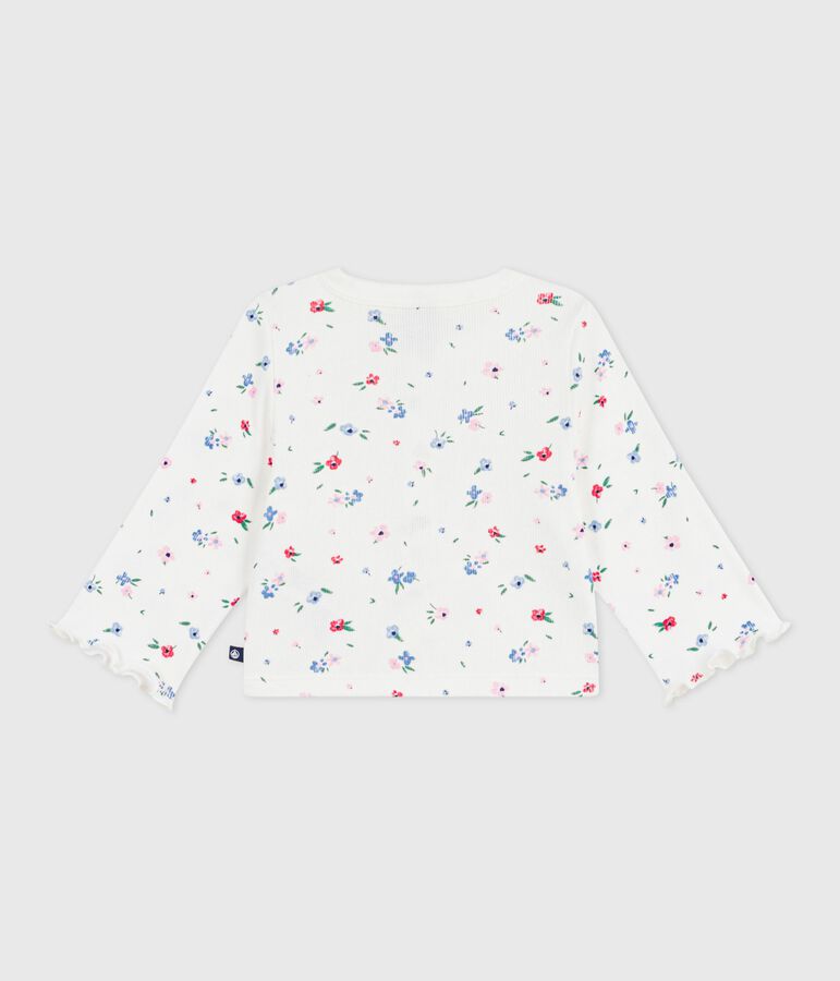 Katoenen babyvestje met bloemenprint wit MARSHMALLOW/wit MULTICO