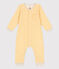 Lange jumpsuit met strepen van wol en biologisch katoen geel OCRE/wit MARSHMALLOW
