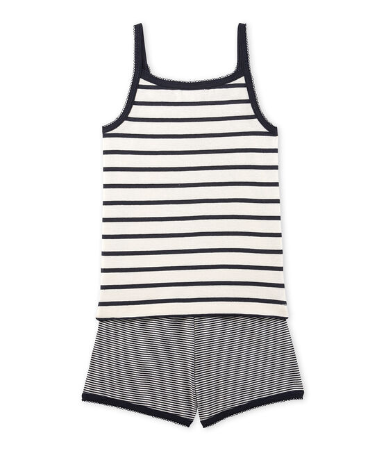 Pyjacourt fille rayé beige COQUILLE/blauw SMOKING