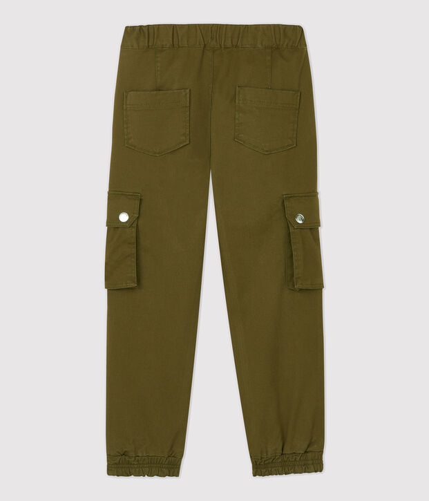 Pantalon cargo en gabardine de coton enfant fille vert