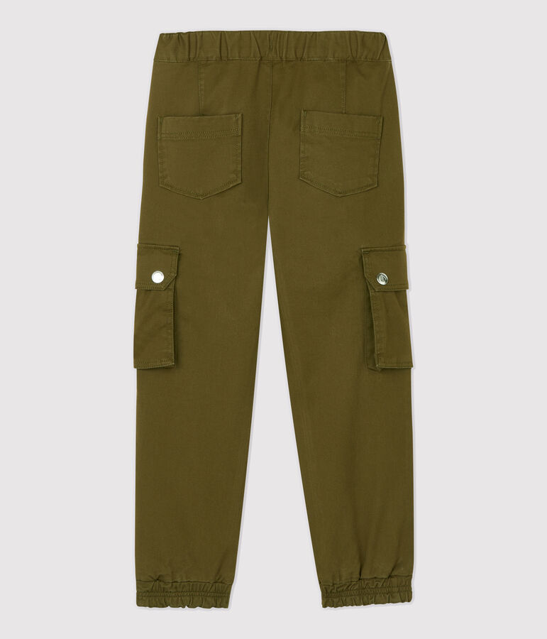 Pantalon cargo en gabardine de coton enfant fille vert MILITARY
